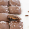 Milk Chocolate Sea Salt Caramel Thins closeup - product carousel image