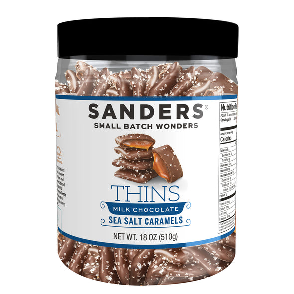 Milk Chocolate Sea Salt Caramel Thins Tub 18 oz.