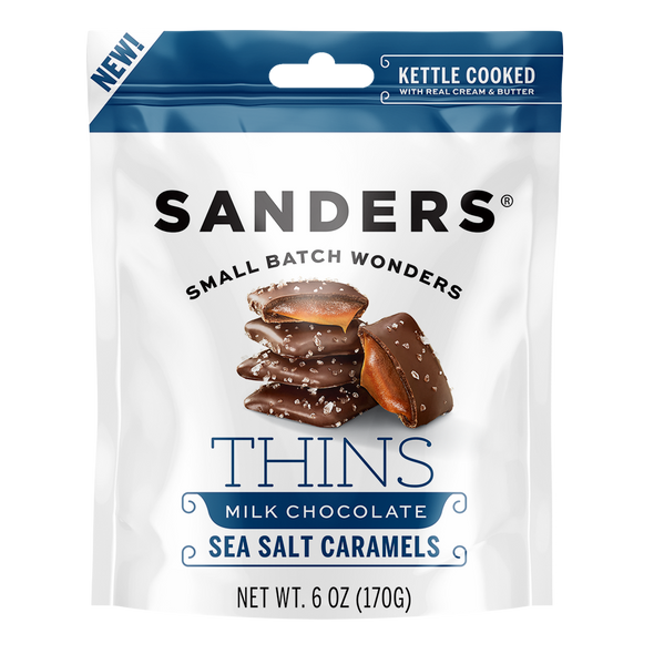 Milk Chocolate Sea Salt Caramel Thins 6 oz. Pouch